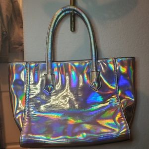 Silver holographic purse